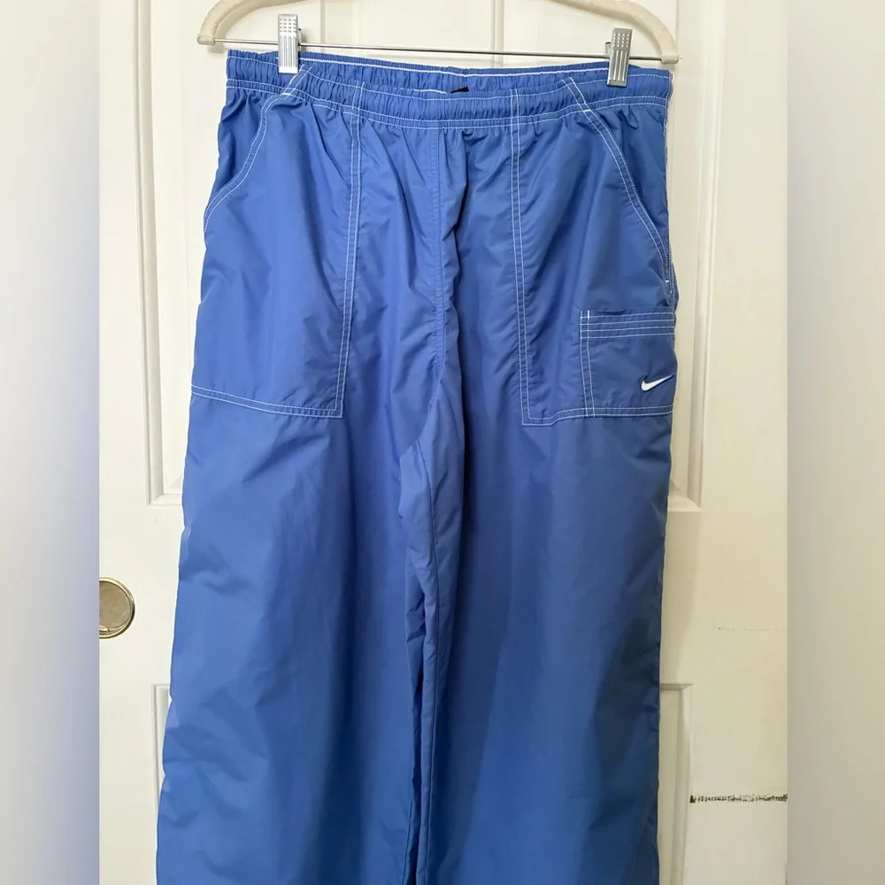 Vintage Nike Windbreaker Blue Athletic Straight Wide Leg Pants High Rise Y2K